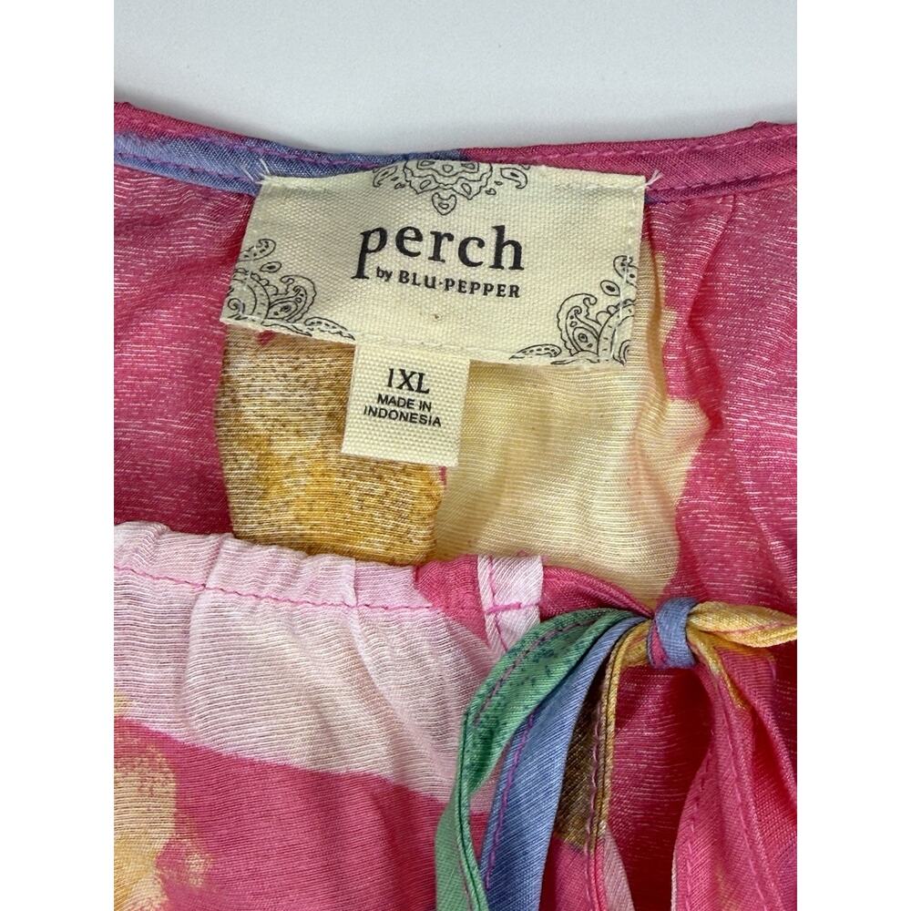 Perch By Blu Pepper Pink Shirt Top Blouse Women's 1XL Colorful - Picture 5 of 7